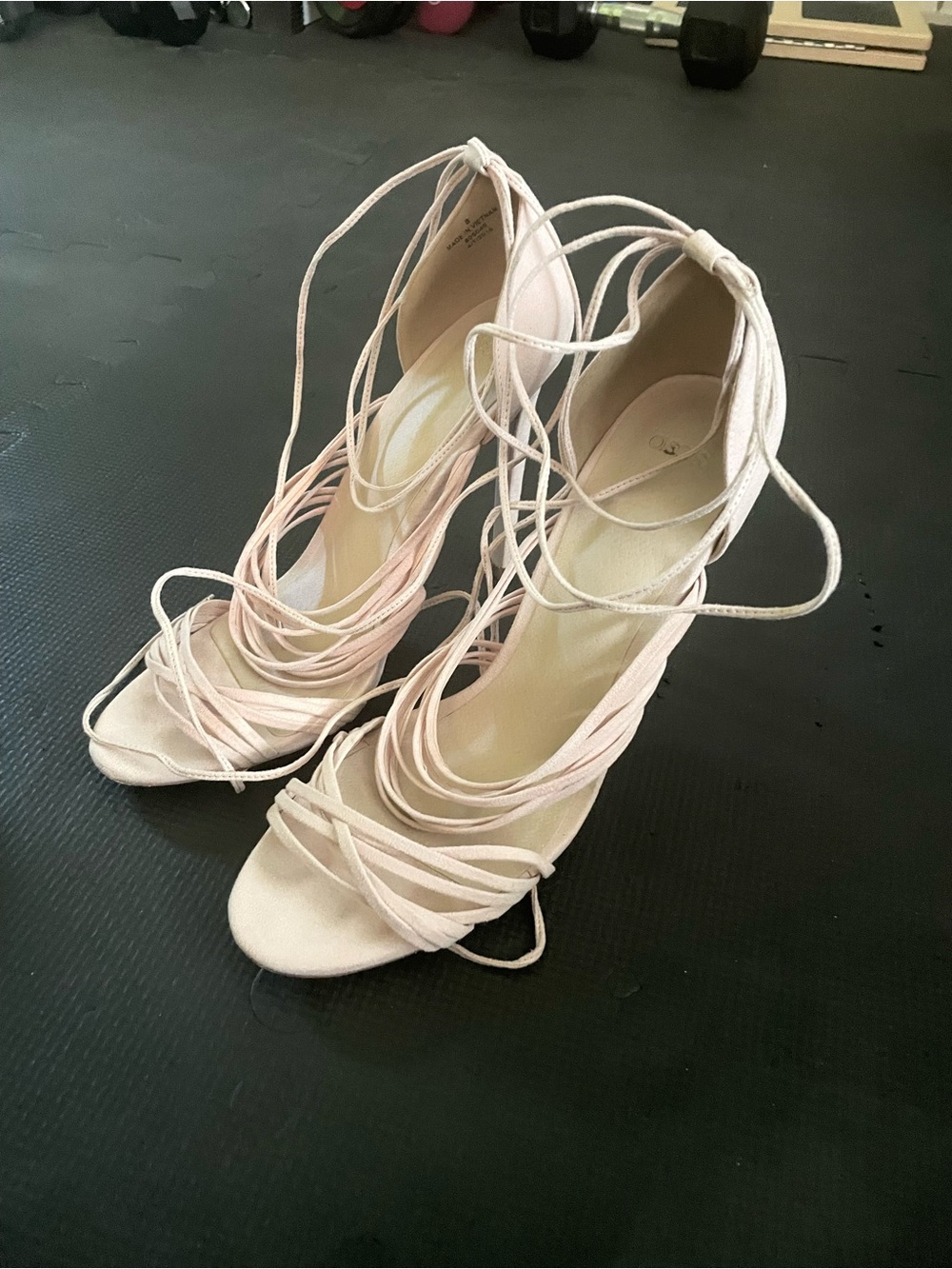 ASOS Pale Pink Lace-Up Strappy Heeled Sandals